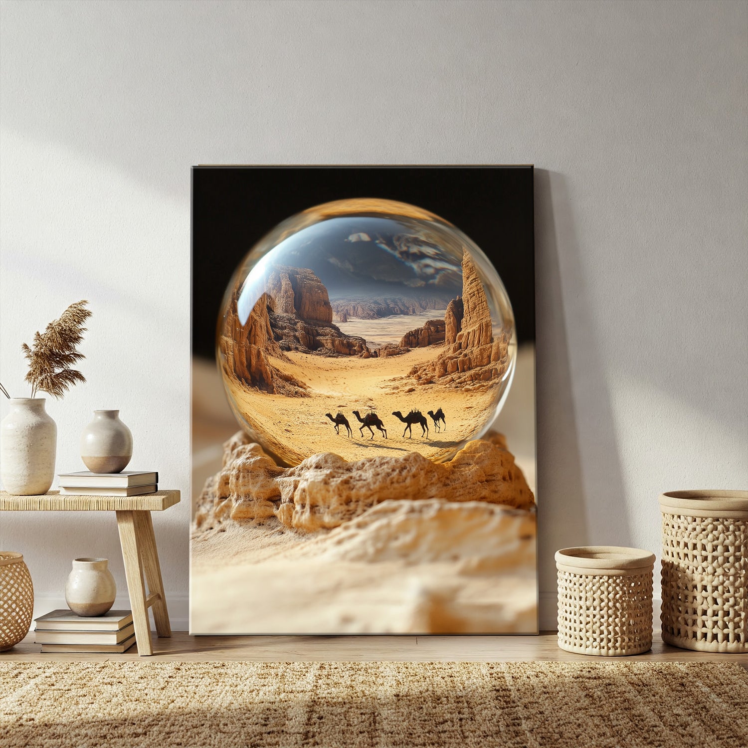 Desert In Glass Orb Surreal Canvas Wall Art Print