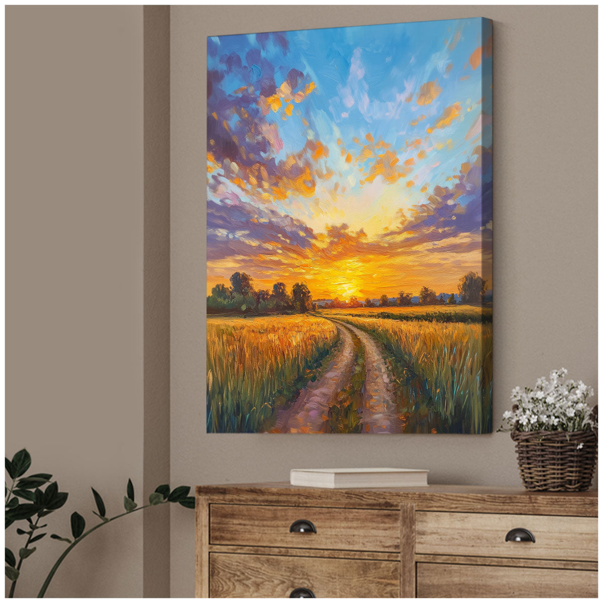 Golden Field Path Sunset Fine Arts Print