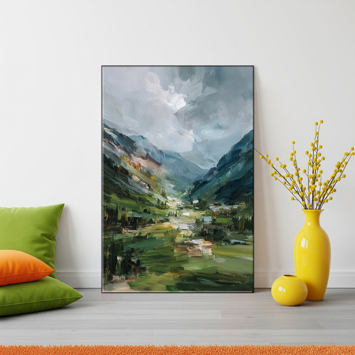 Misty Valley Escape Oil Painted Nature Artwork