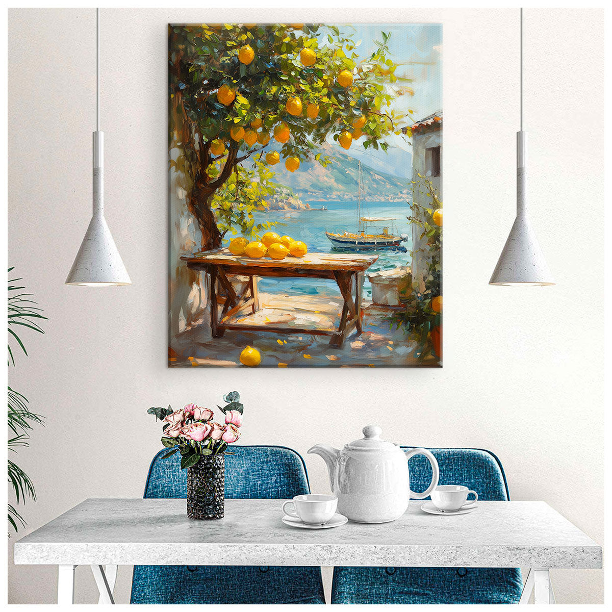 Mediterranean Art Lemon Vista Nature Artwork