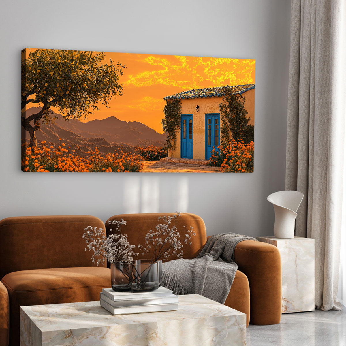 Quaint Villa Mediterranean Art Canvas Print