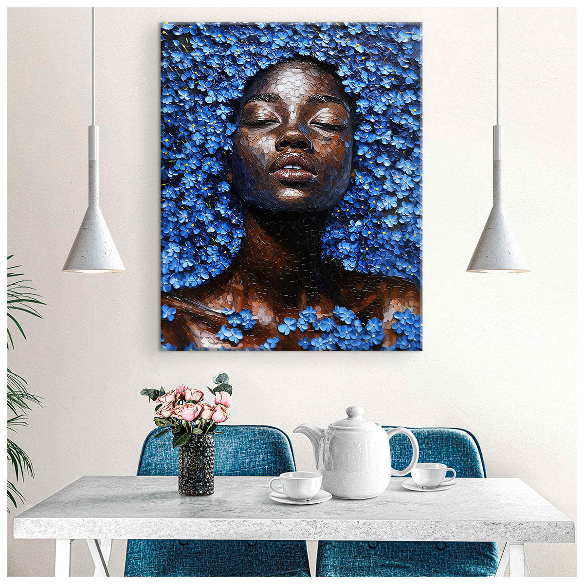 Sapphire Muse In Blossoms Fine Arts Print