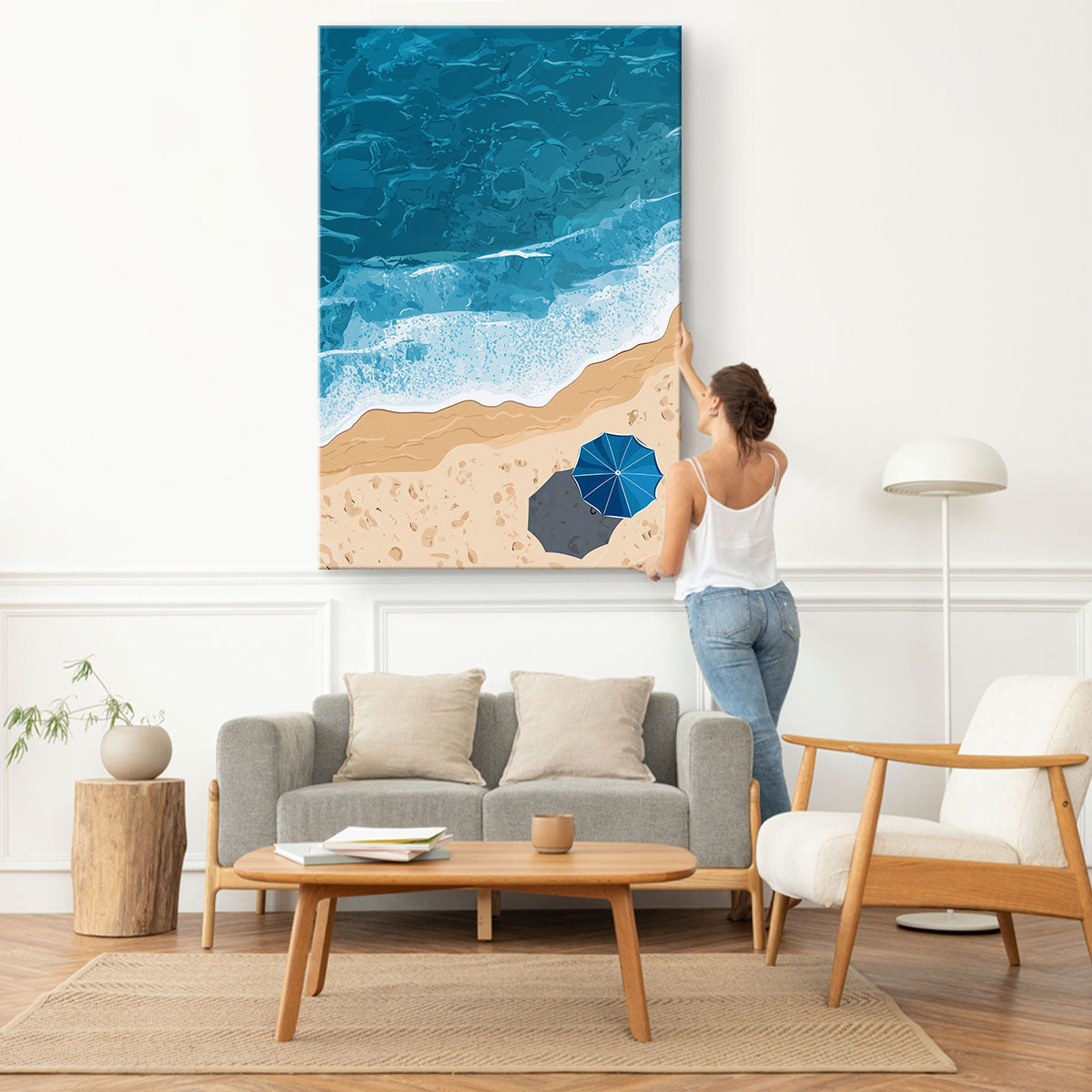 Calming Beach Wall Art Aerial Canvas
