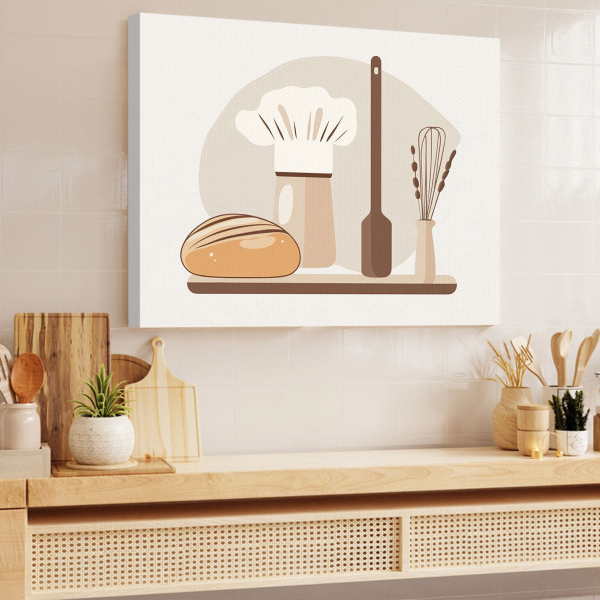 Minimalist Kitchen Utensils Canvas Wall Art