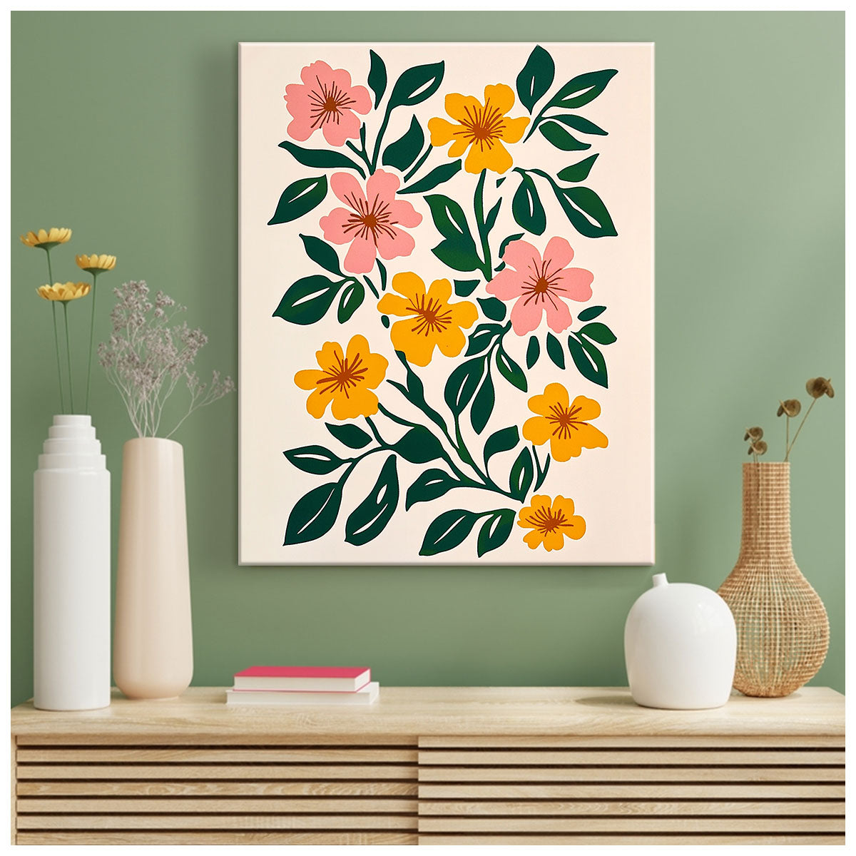 Flower Arrangement Canvas Boho Wall Decor