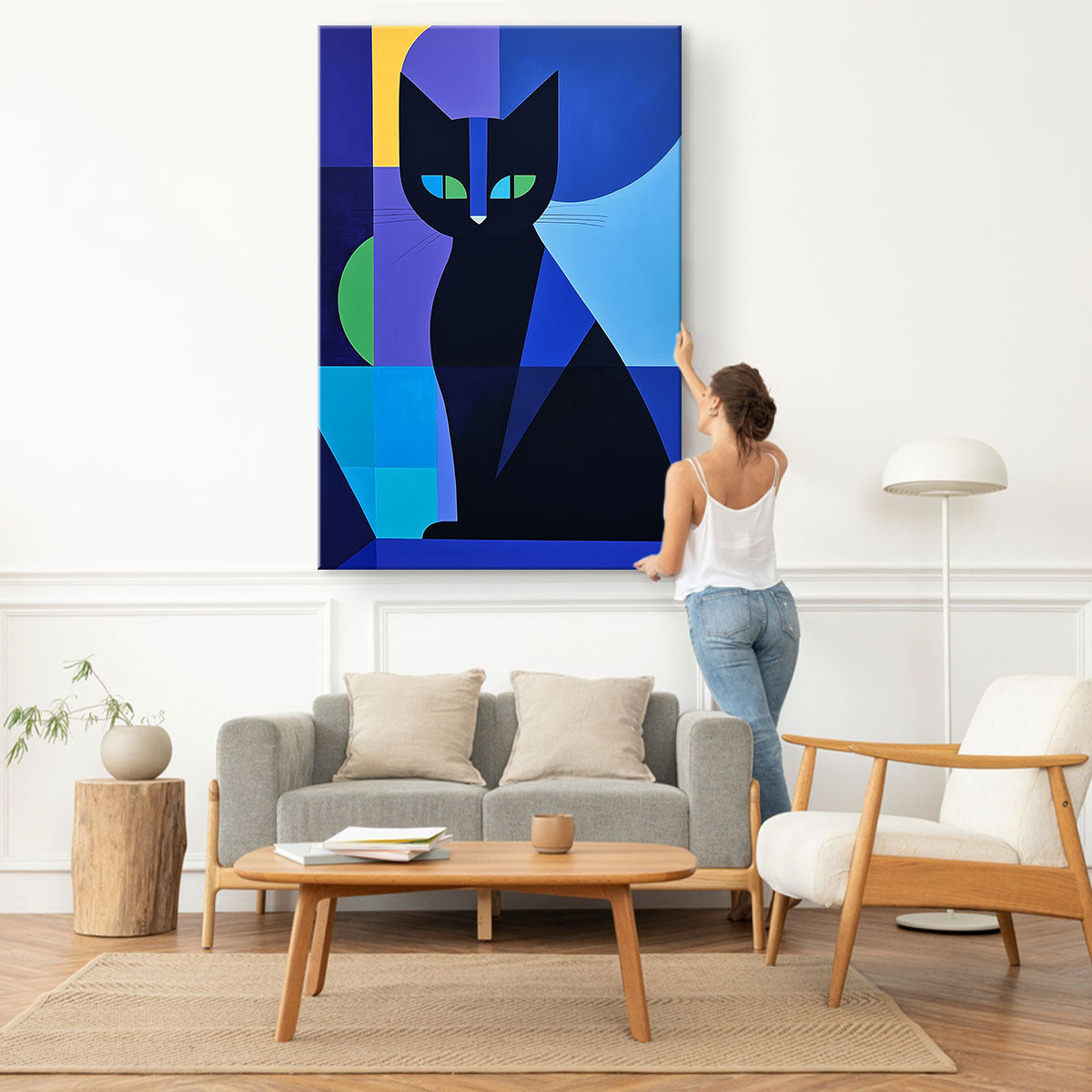 Geometric Art Cat Animal Wall Art Decor