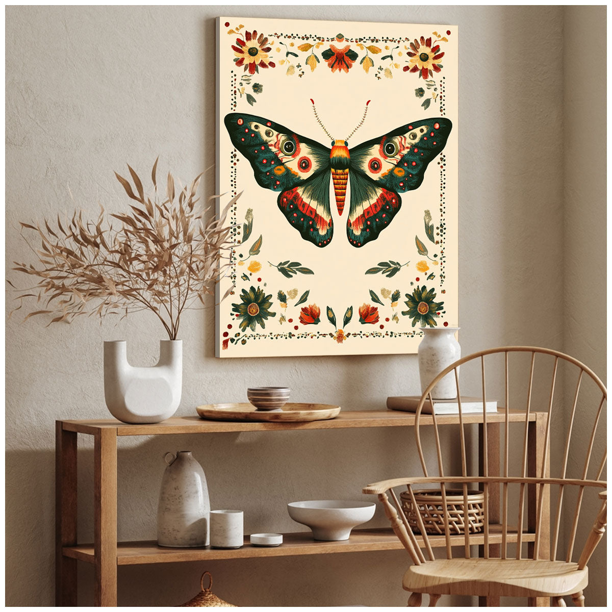 Whimsical Moth And Bloom Boho Wall Decor