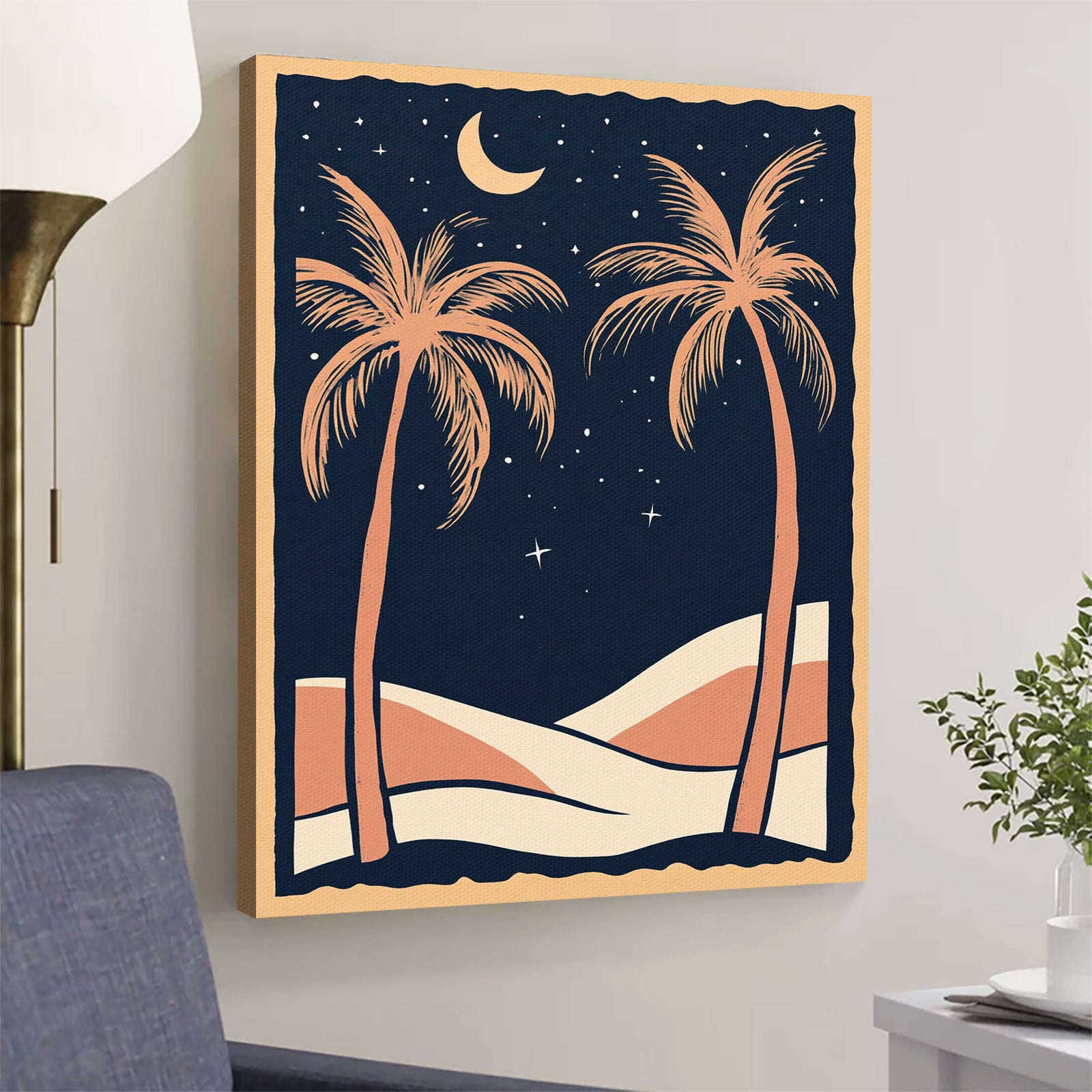 Nighttime Beach Art Boho Wall Decor