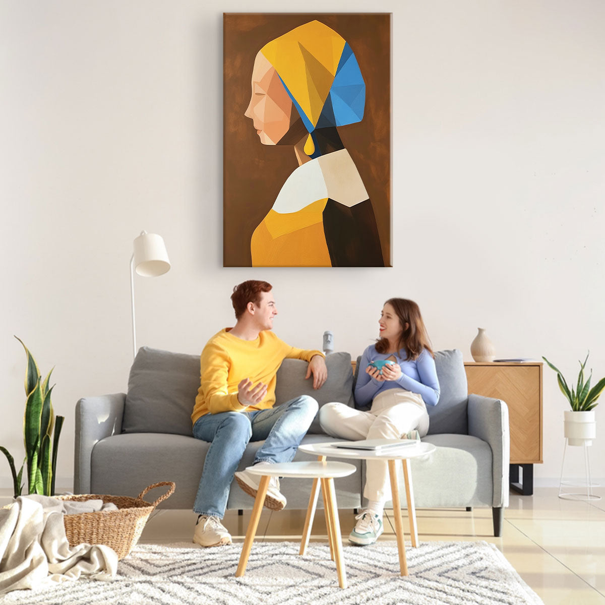 Geometric Art Style Portrait Wall Art Canvas