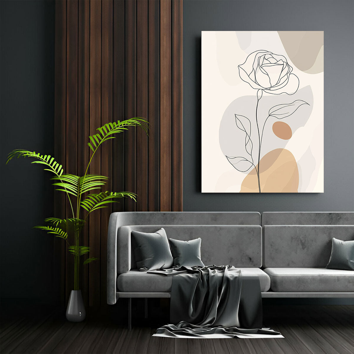 Rose Line Minimalist Canvas Wall Art