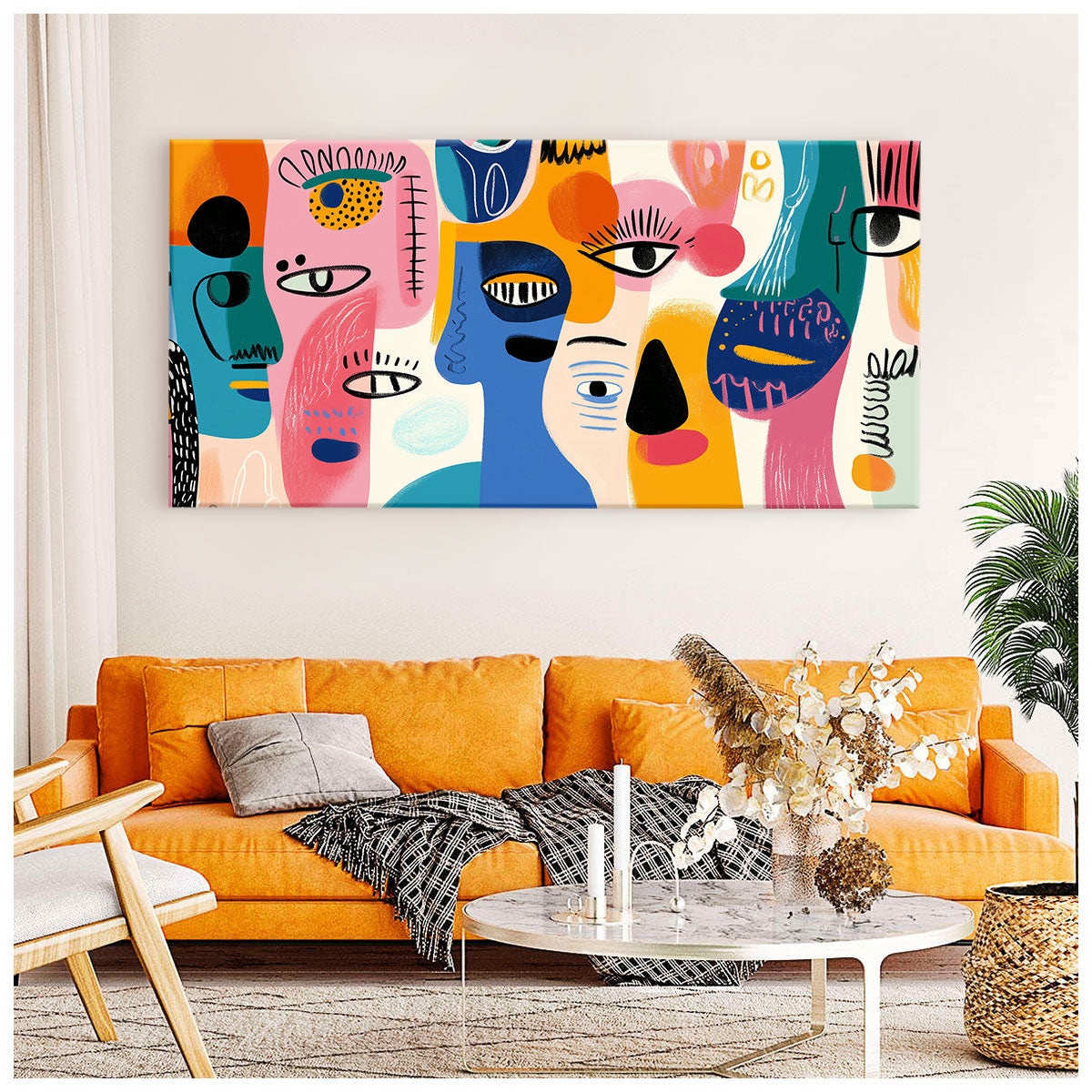Modern Tribal Faces Canvas Fine Arts Print