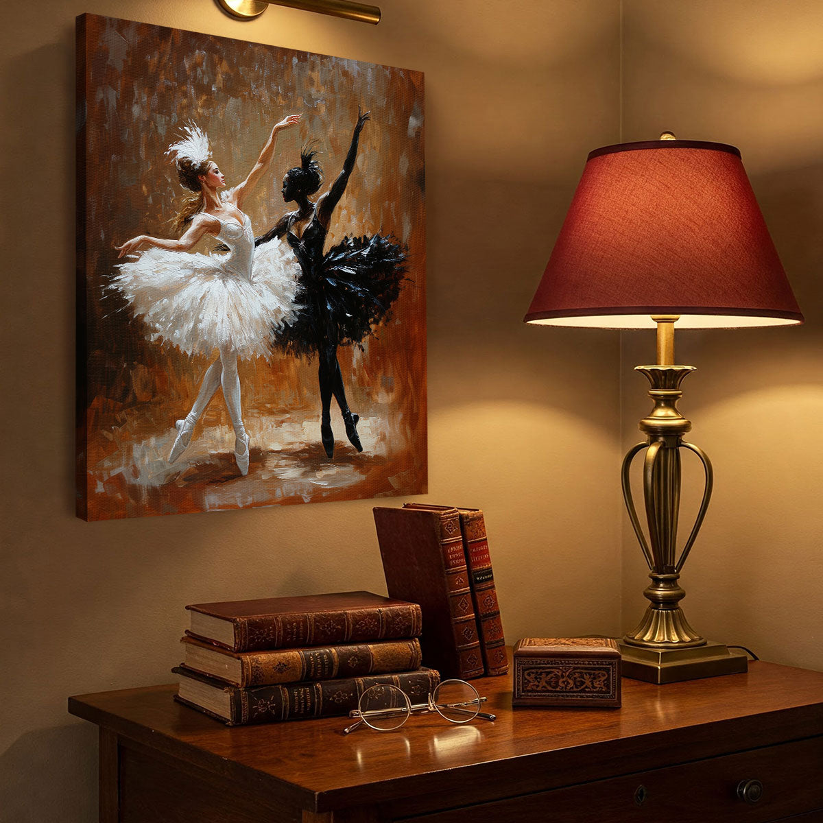Swan Lake Ballet Dancers Oil Painting Canvas Wall Art