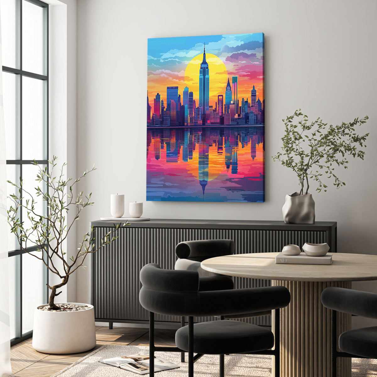 New York Cityscape Reflection Vintage Artwork
