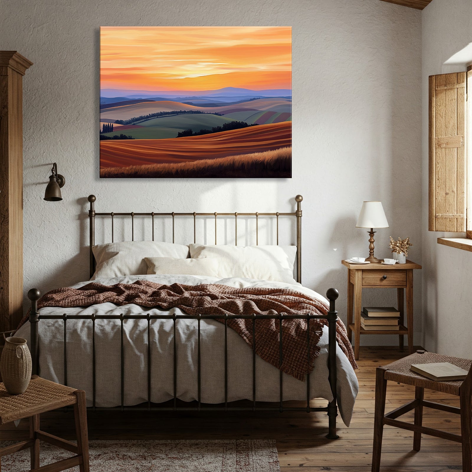Fine Art Canvas of Rolling Hills and Golden Fields