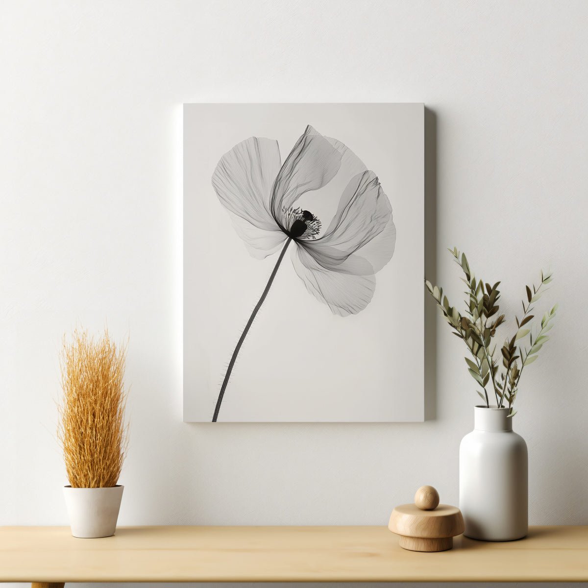 Black And White Poppy Minimalist Wall Art