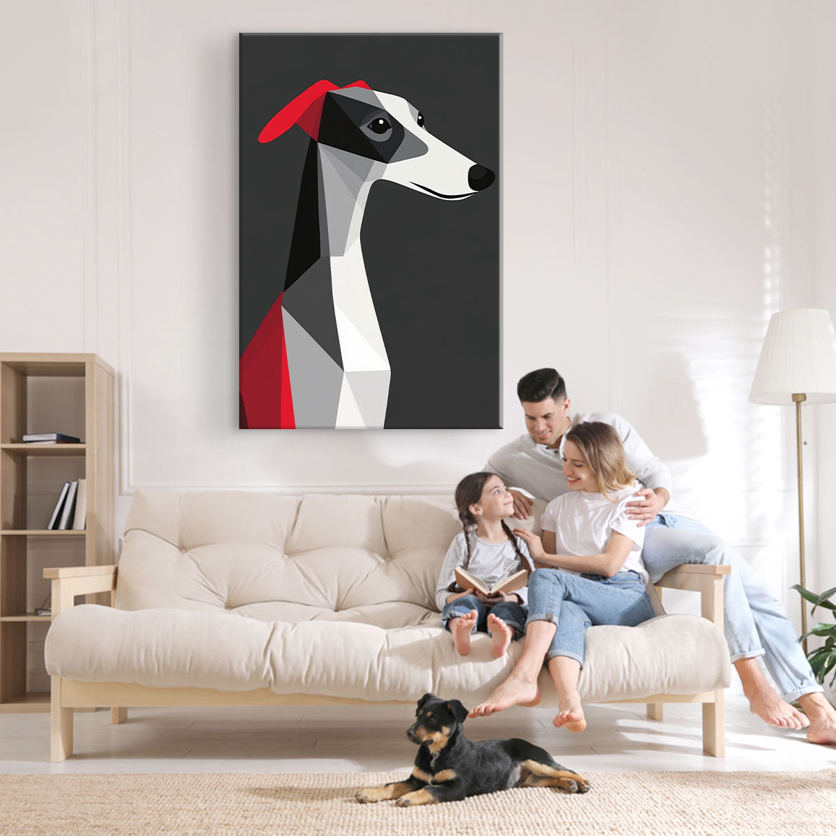 Geometric Art Style Greyhound Canvas
