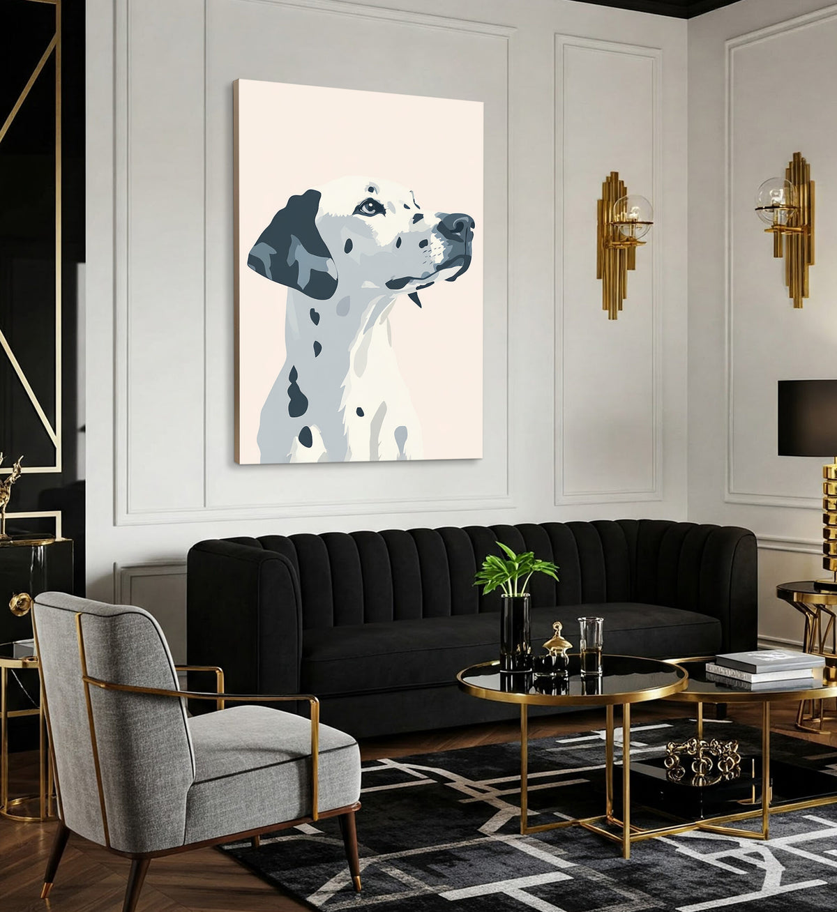 Dalmatian Dog Portrait Abstract Wall Art