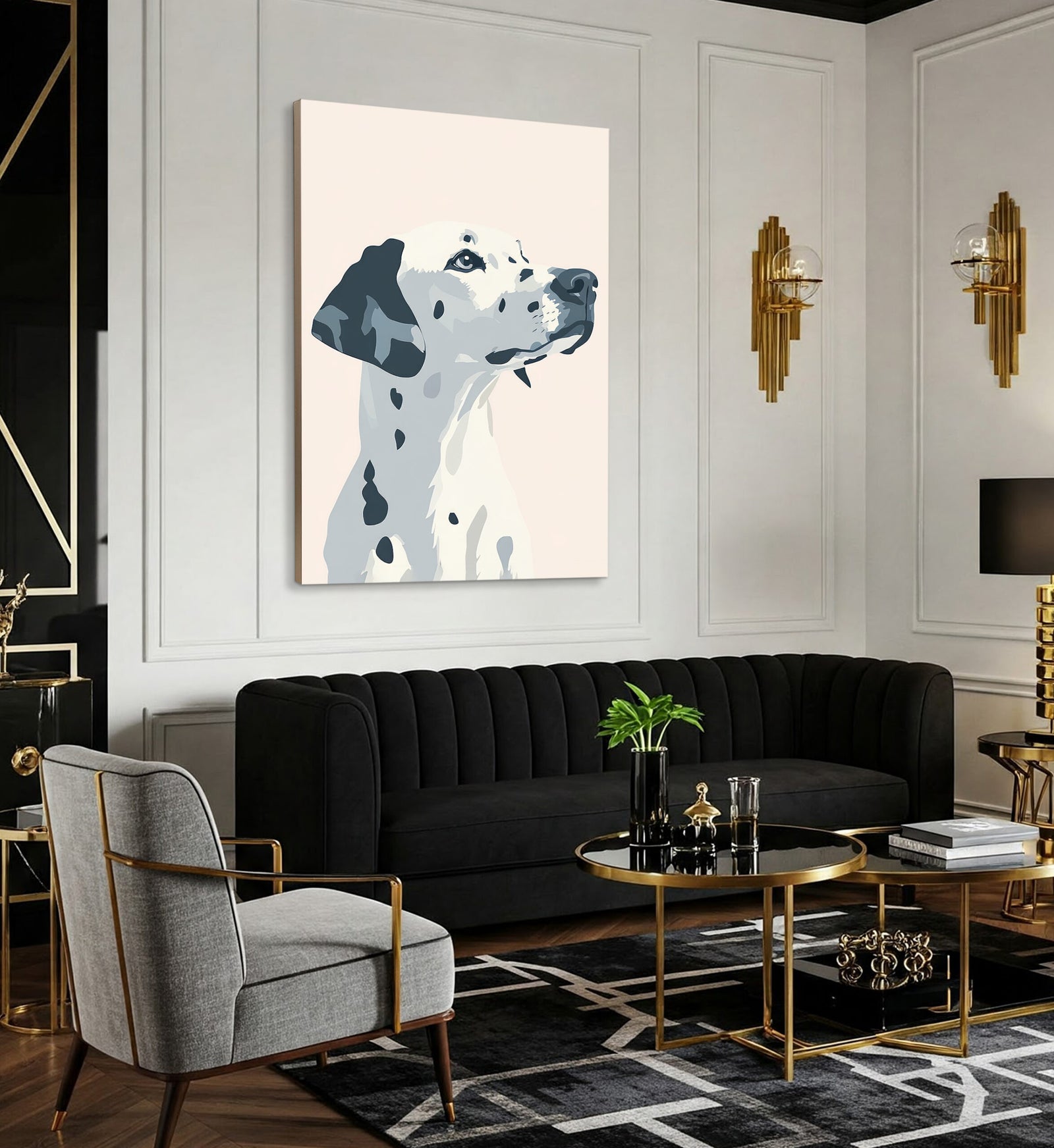 Dalmatian Dog Portrait Abstract Wall Art