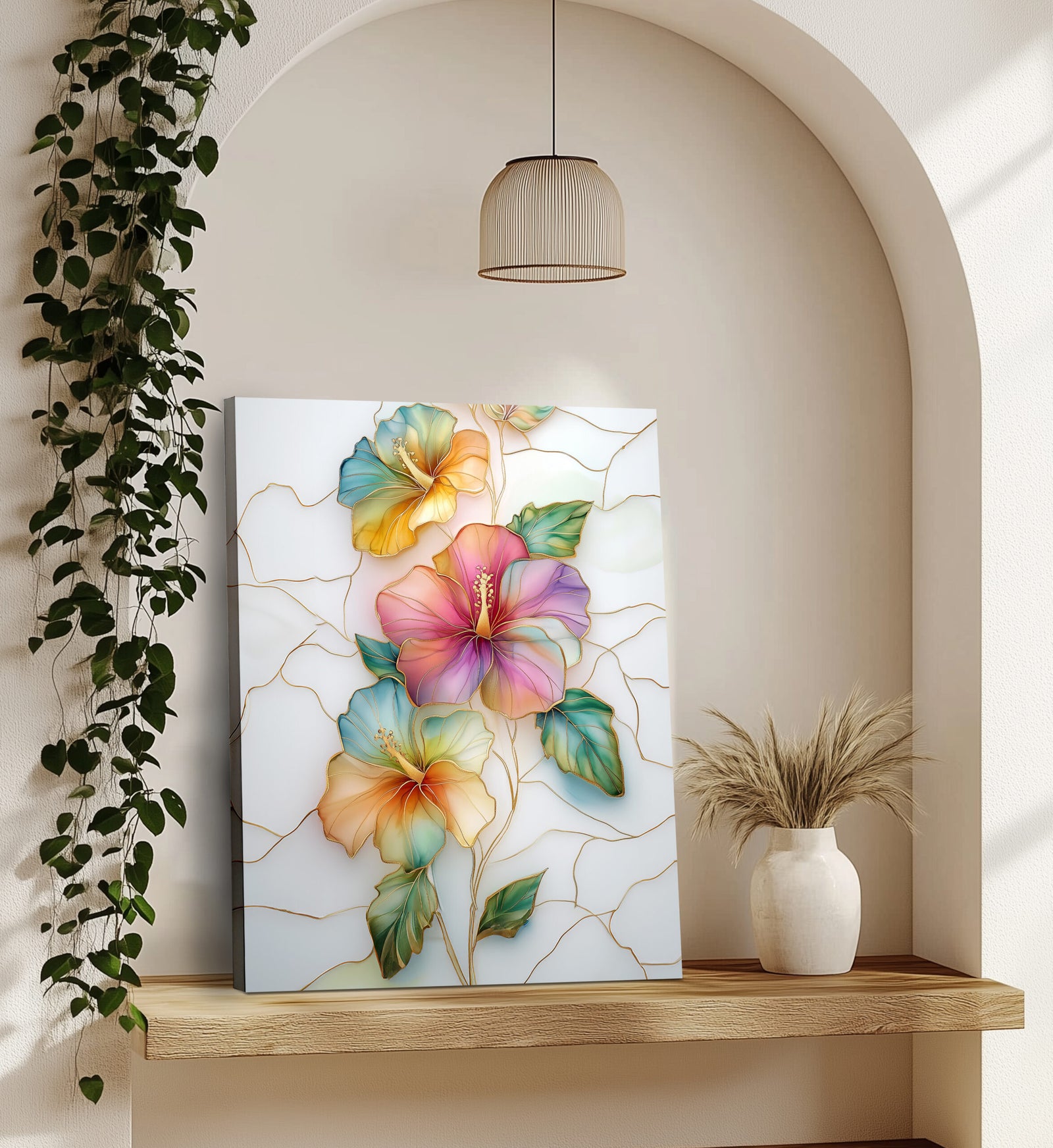 Minimalist Floral Abstract Canvas Wall Art Print