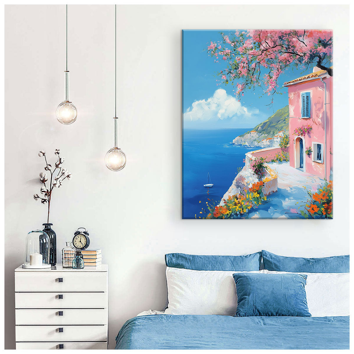 Mediterranean Art Sea Cliffside Canvas