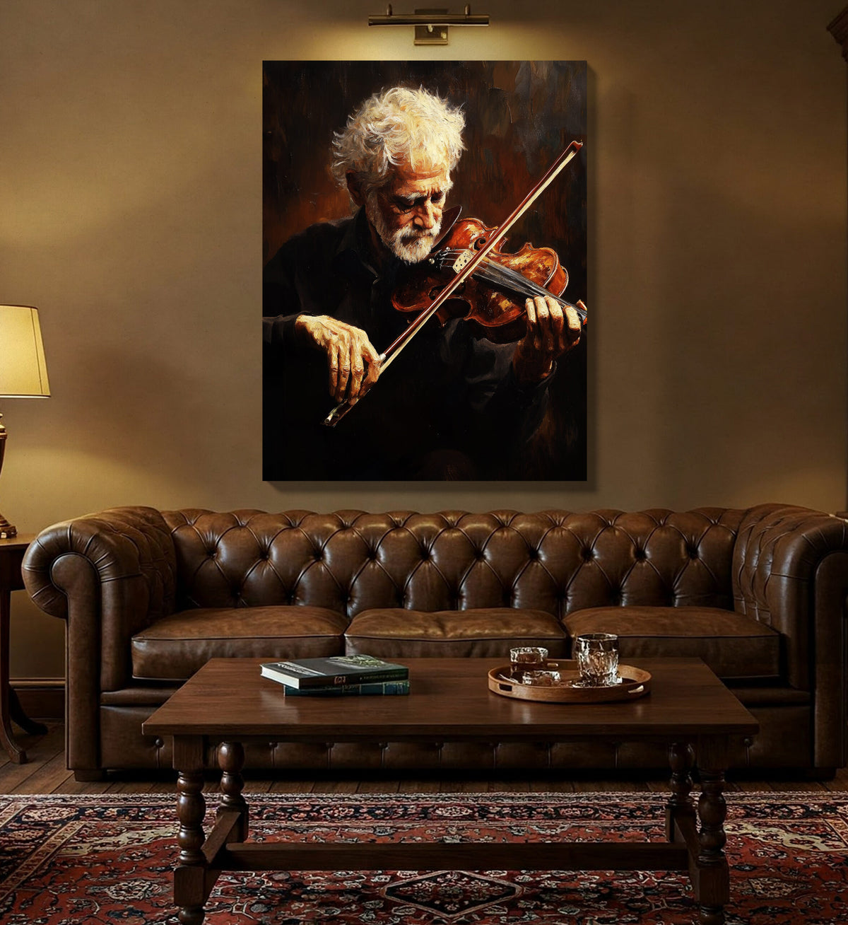 The Passionate Violinist - Vintage Oil Painting Canvas Print