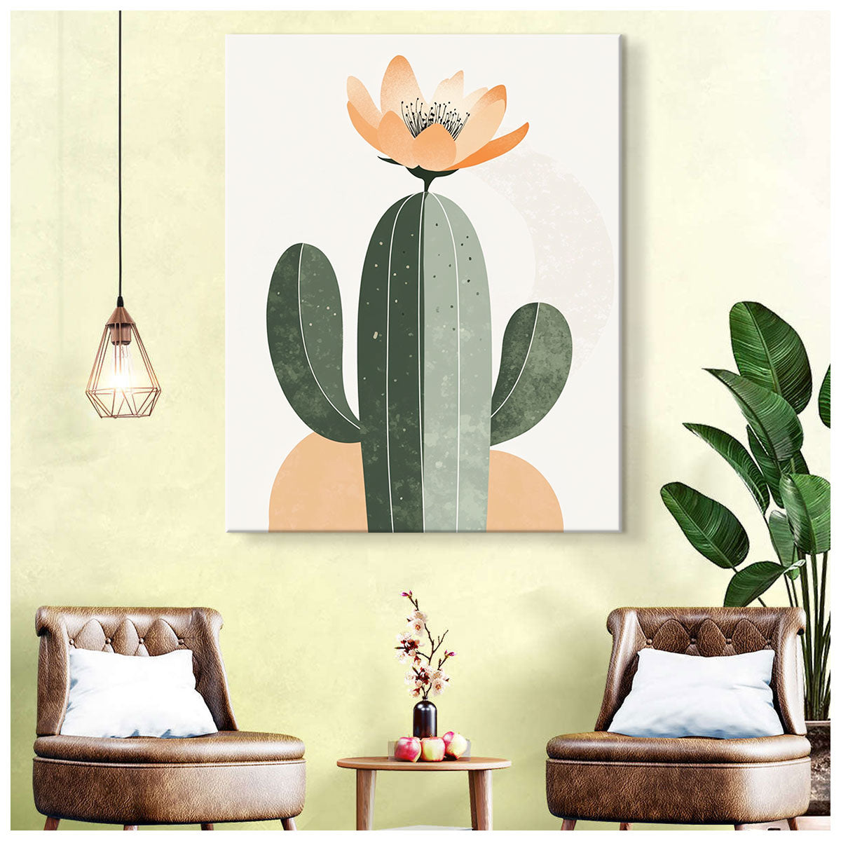 Minimalist Cactus Canvas Wall Art