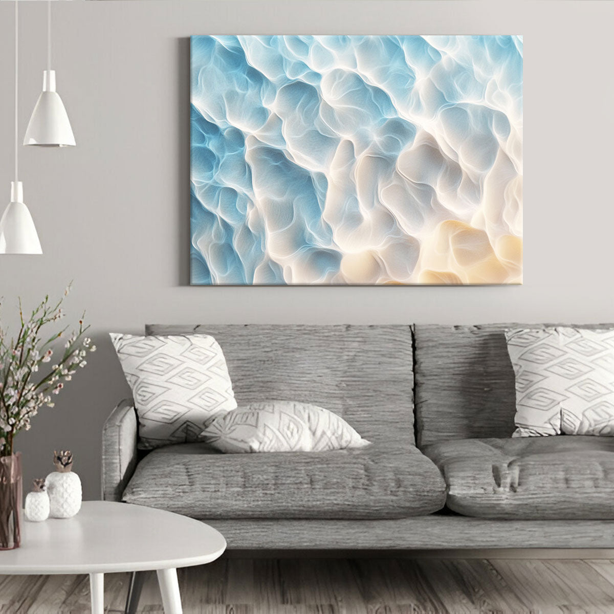 Ethereal Ocean Flow Blue Abstract Artwork
