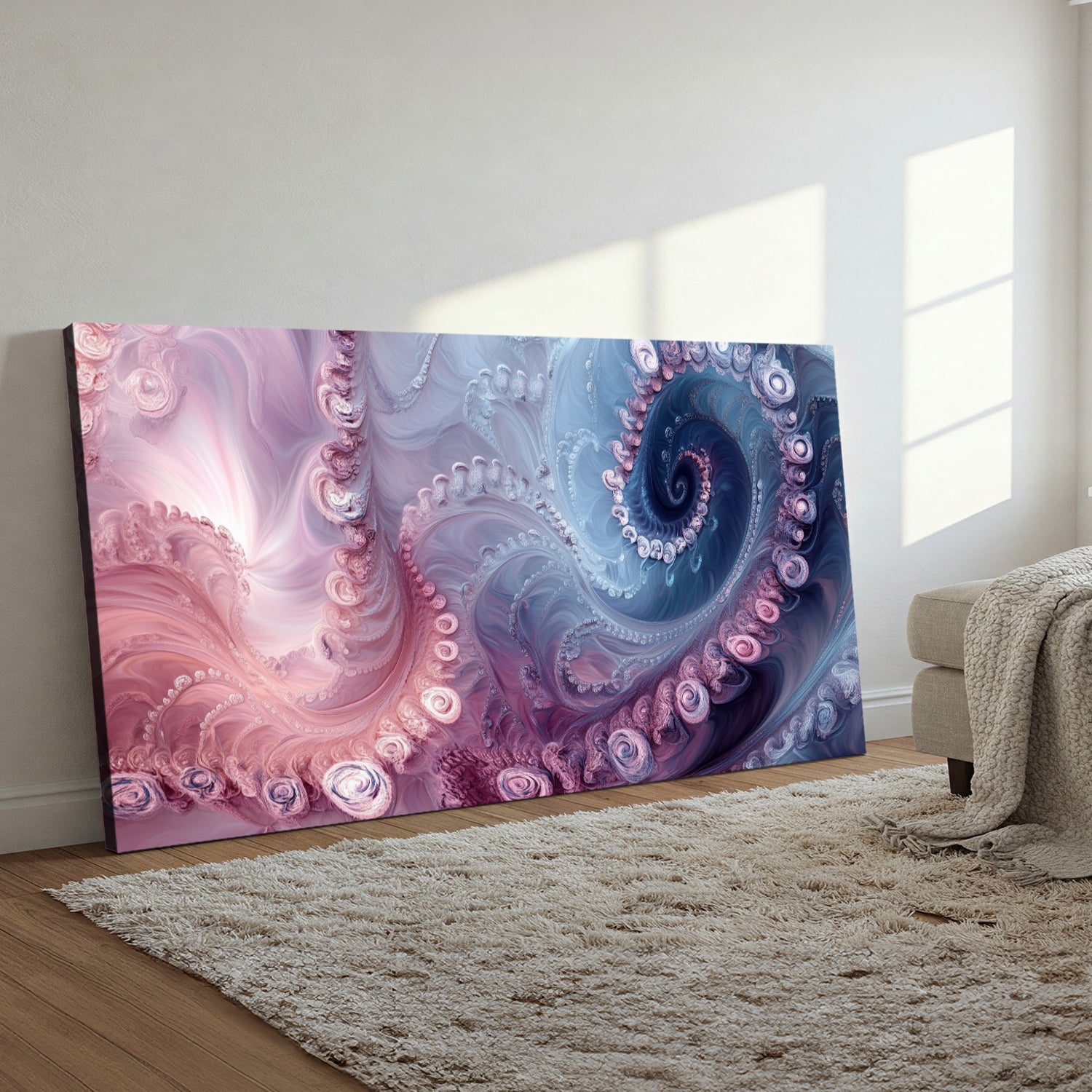 Fluid Abstract Canvas Art in Beige and Neutral Tones