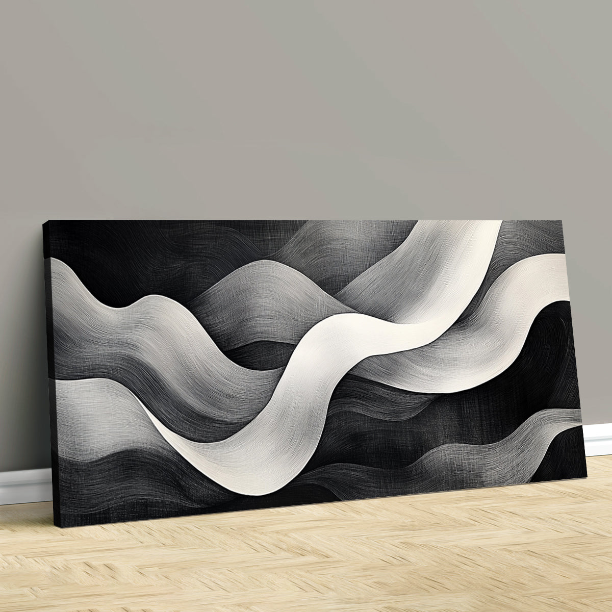Minimalist Flowing Waves Canvas Wall Art – Soft Abstract Line Pattern Print