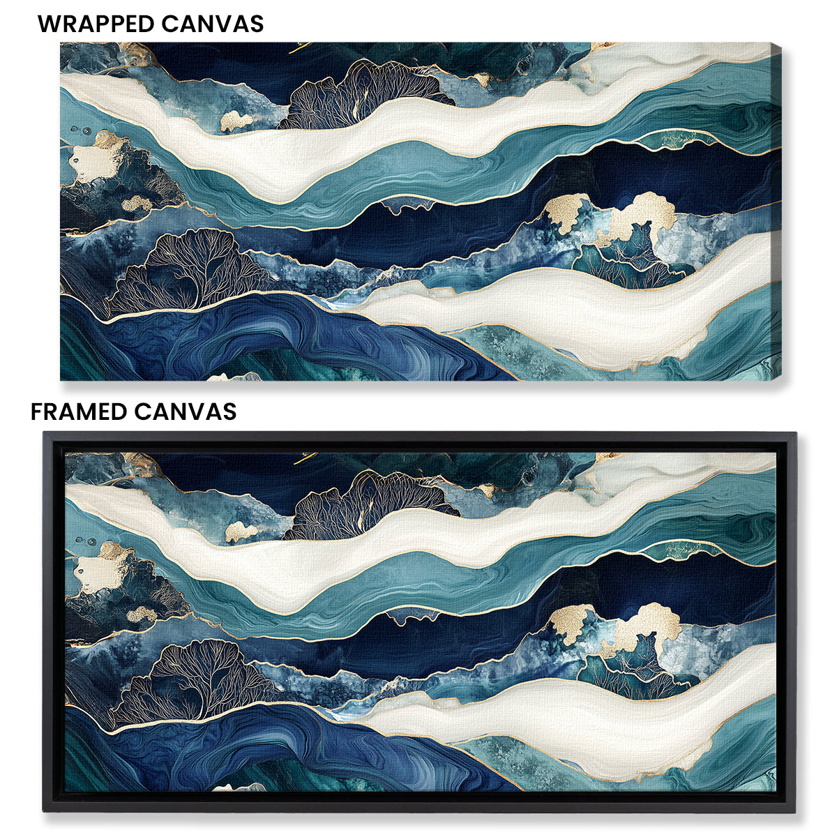 Oceanic Reverie Modern Abstract Canvas Wall Art for Living Room