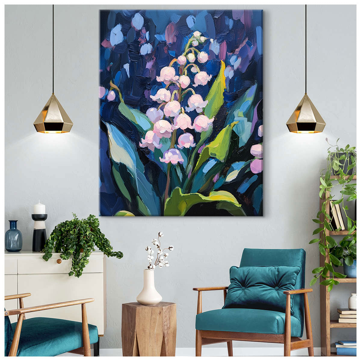 Delicate Lily-of-the-Valley Oil Painting Canvas Wall Art