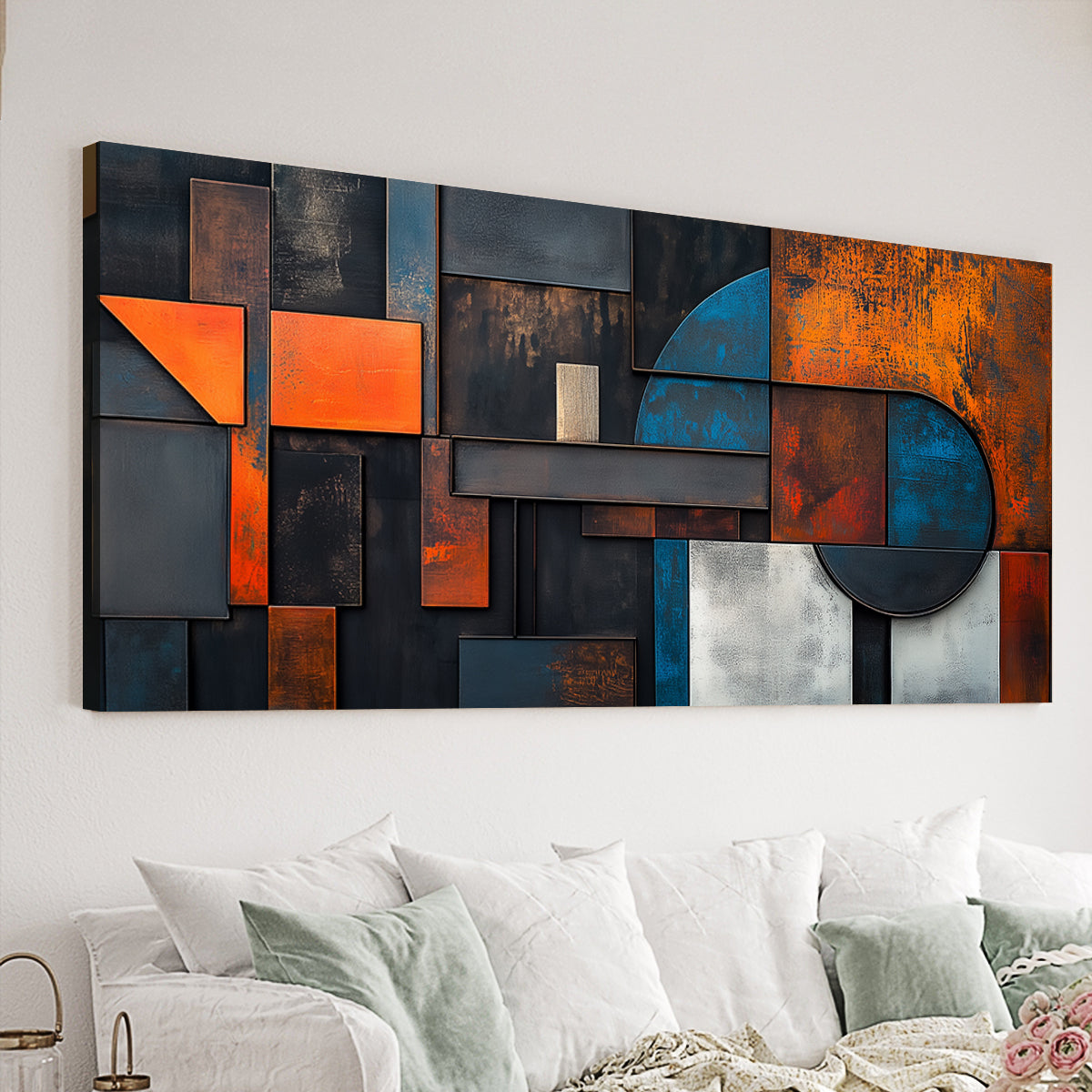 Vibrant Textured Abstract Canvas Wall Art for Living Room