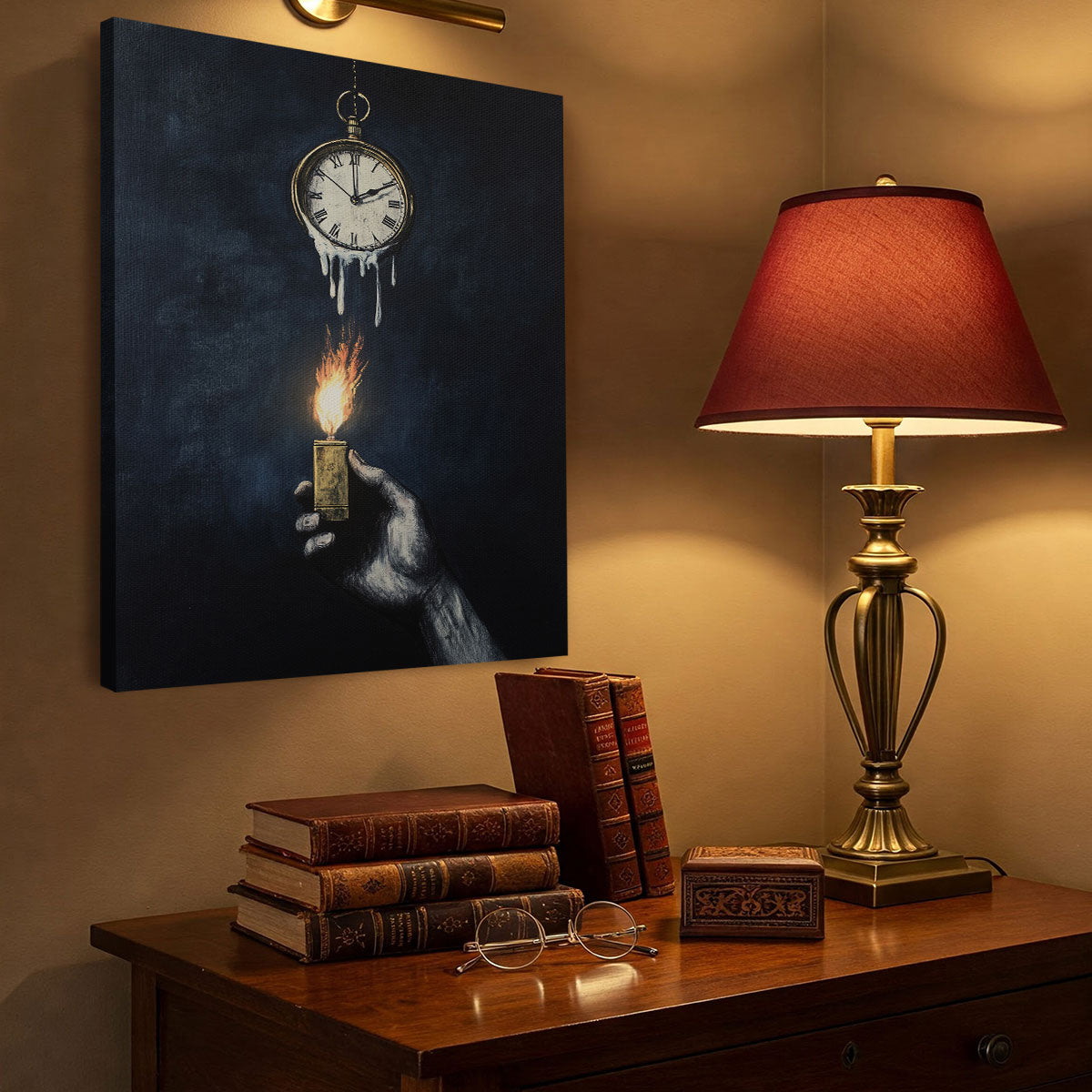 Clock Surreal Mixed-Media Canvas Wall Art