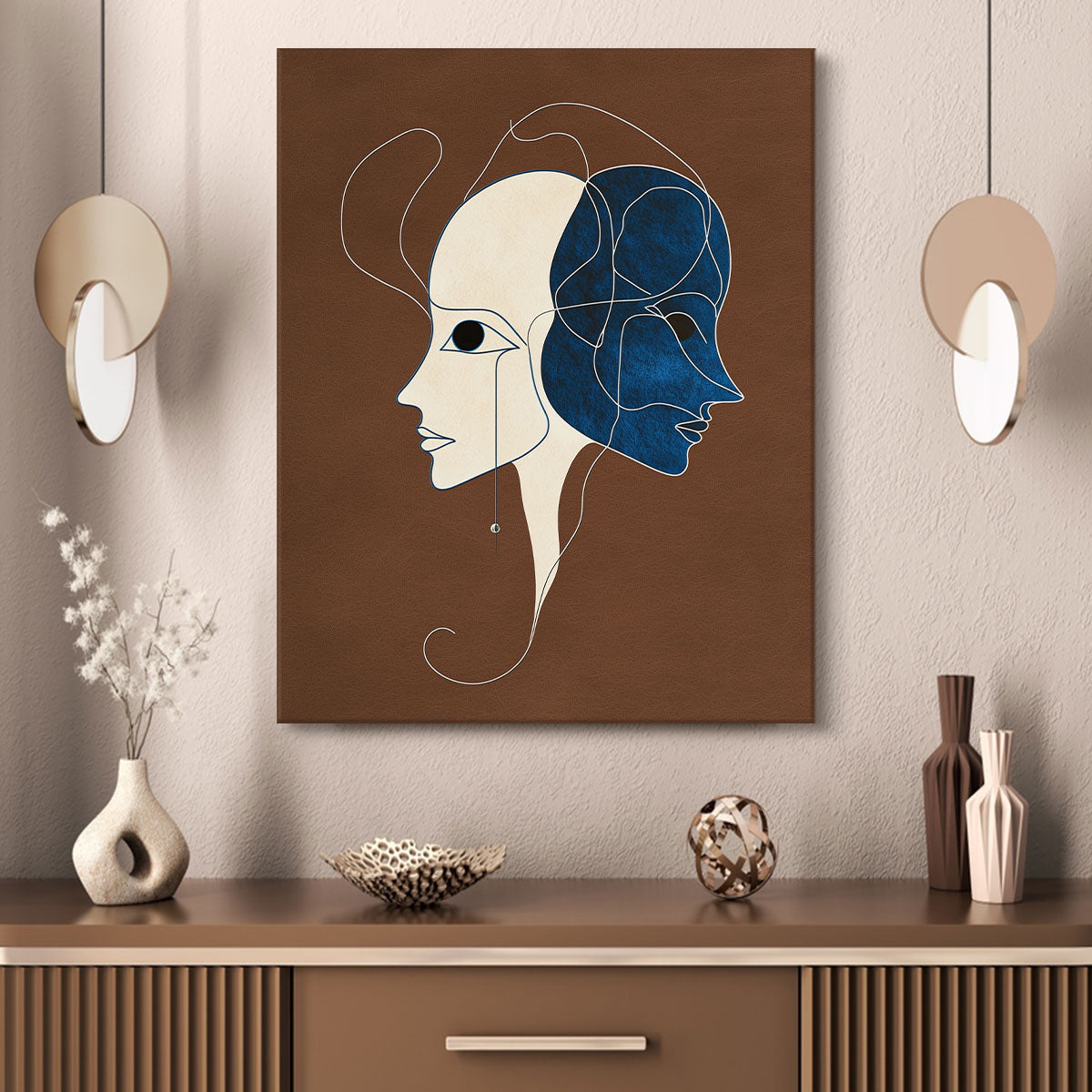 Two Face Abstract Minimalist Canvas Wall Art