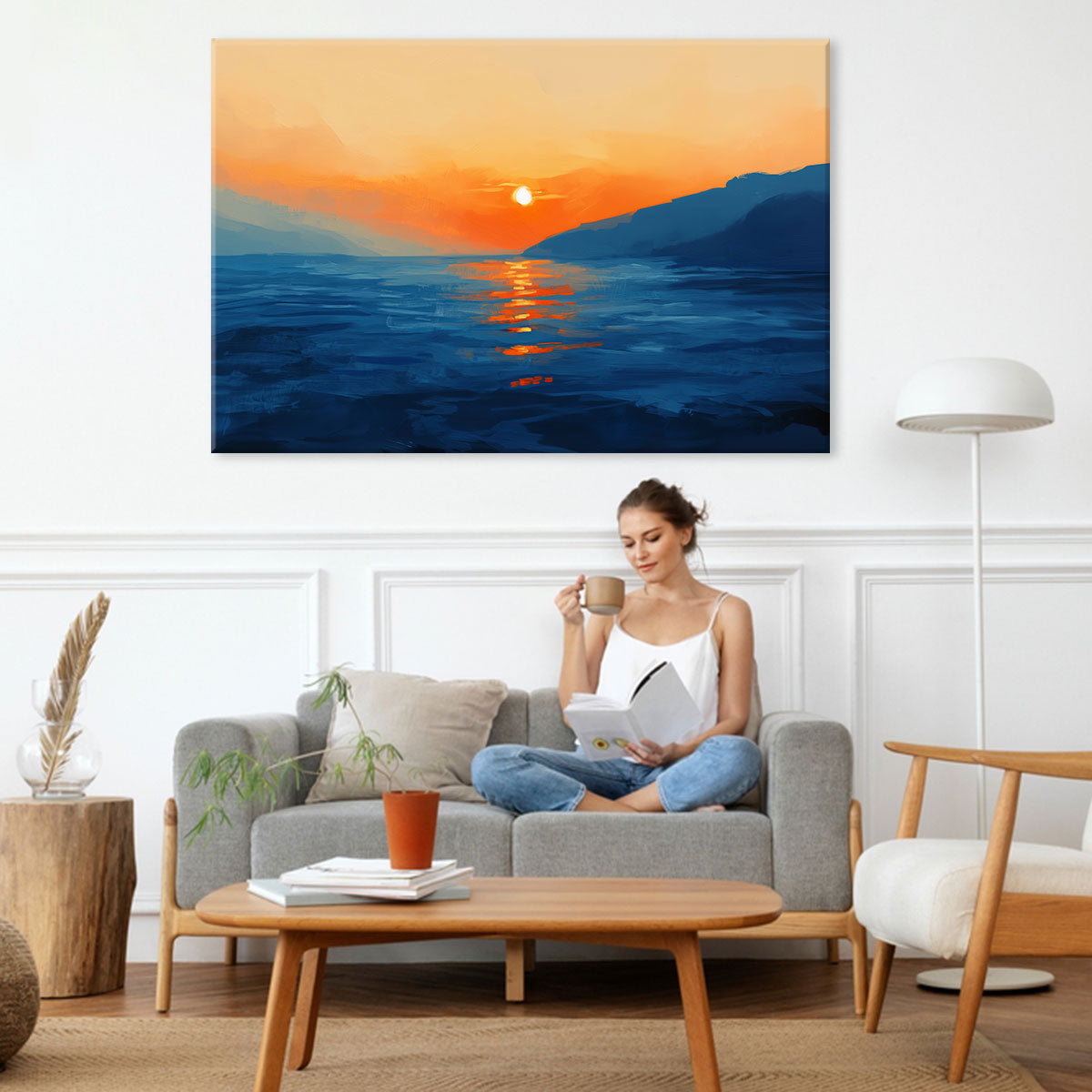 Twilight Nature Artwork Setting Sun Beach Wall Art