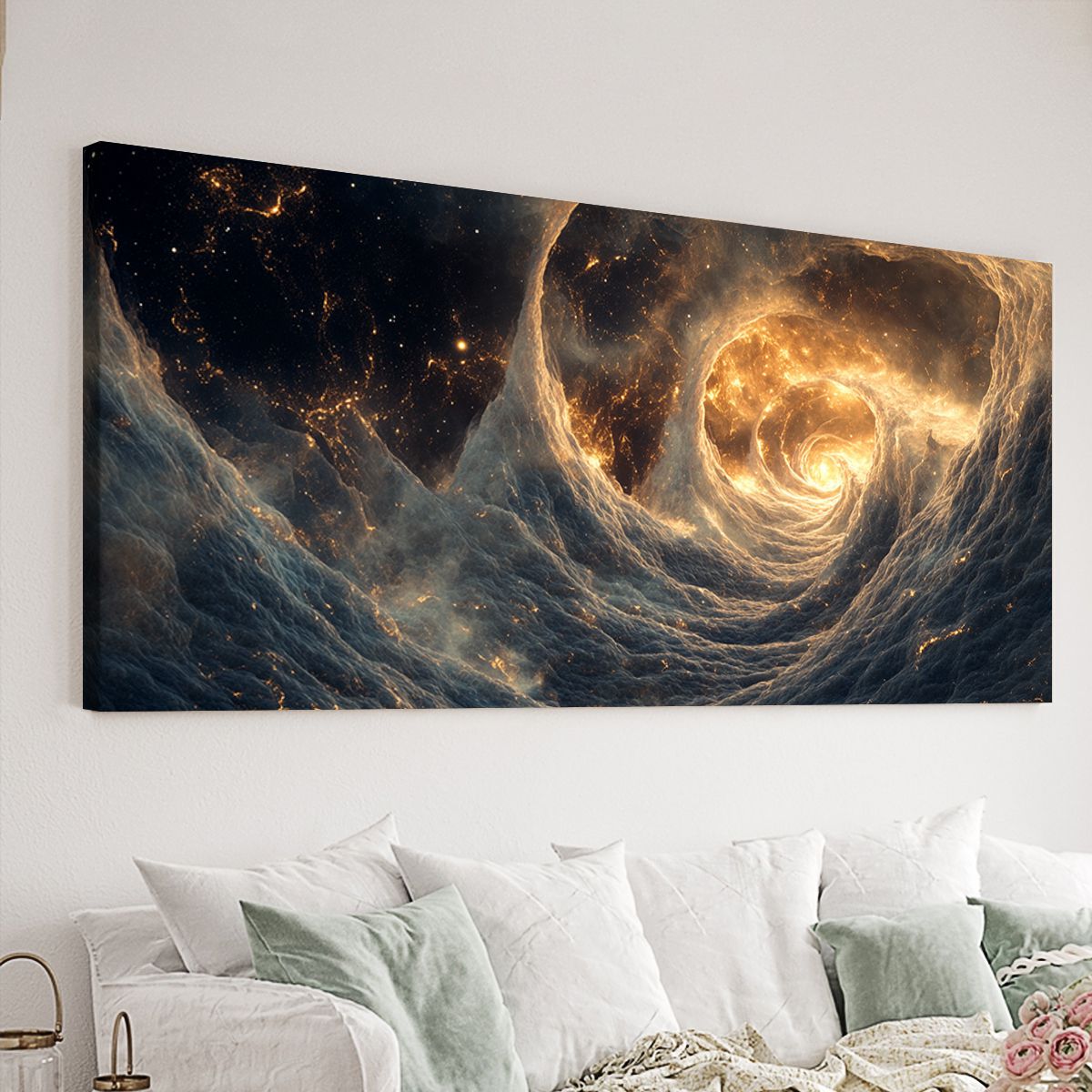 Cosmic Spiral Contemporary Abstract Canvas Wall Art for Living Room