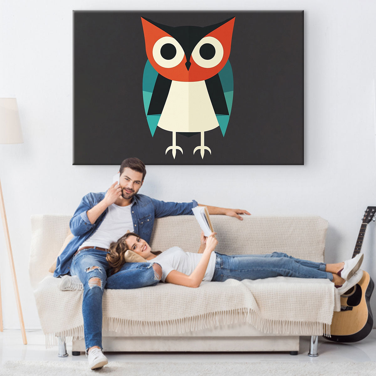 Modern Geometric Art Inspired Owl Canvas Print