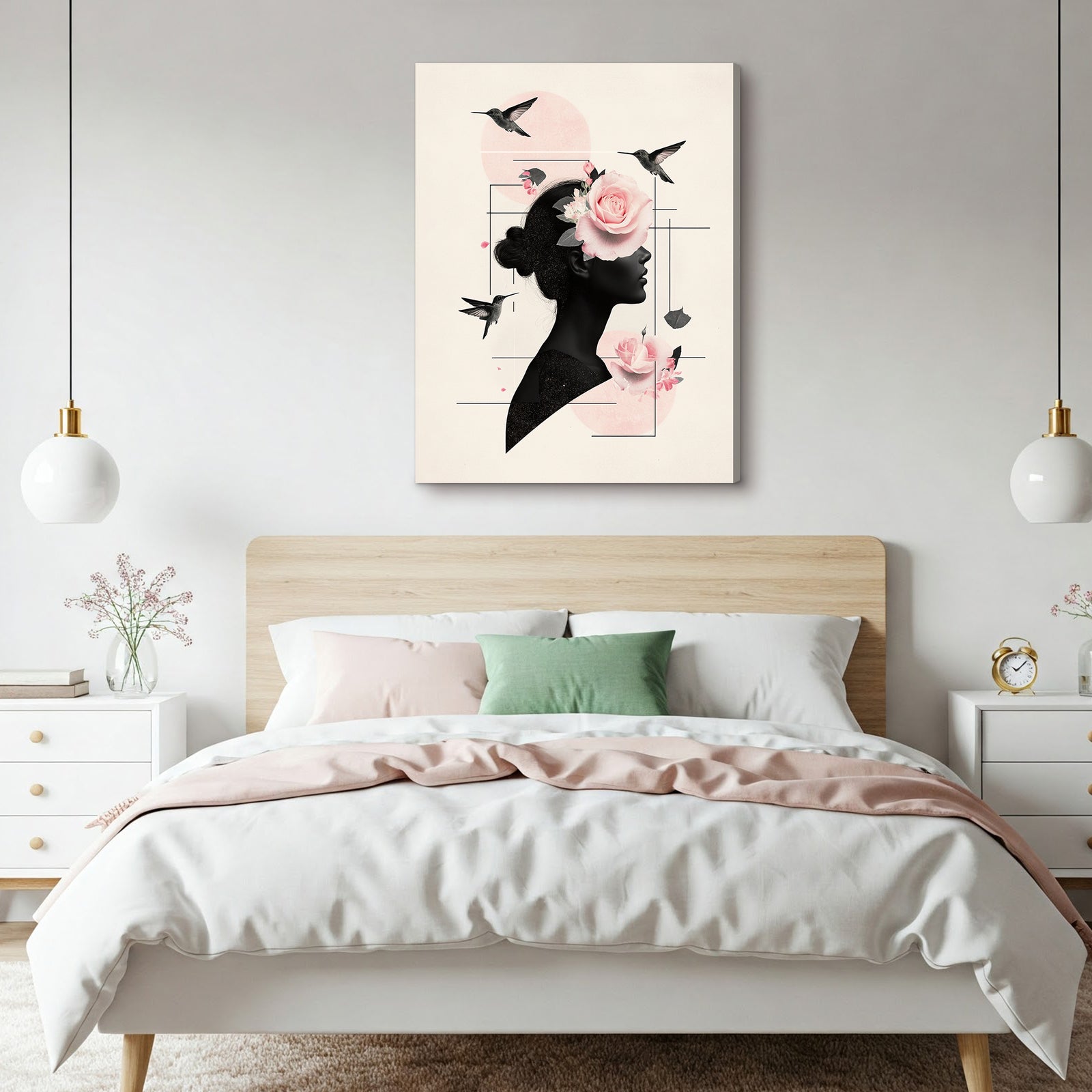 Crimson Rose Muse - Elegant Minimalist Canvas Wall Art