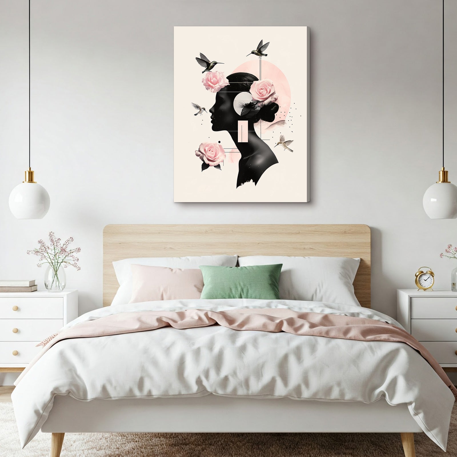 Rose Silhouette - Modern Minimalist Canvas Wall Art
