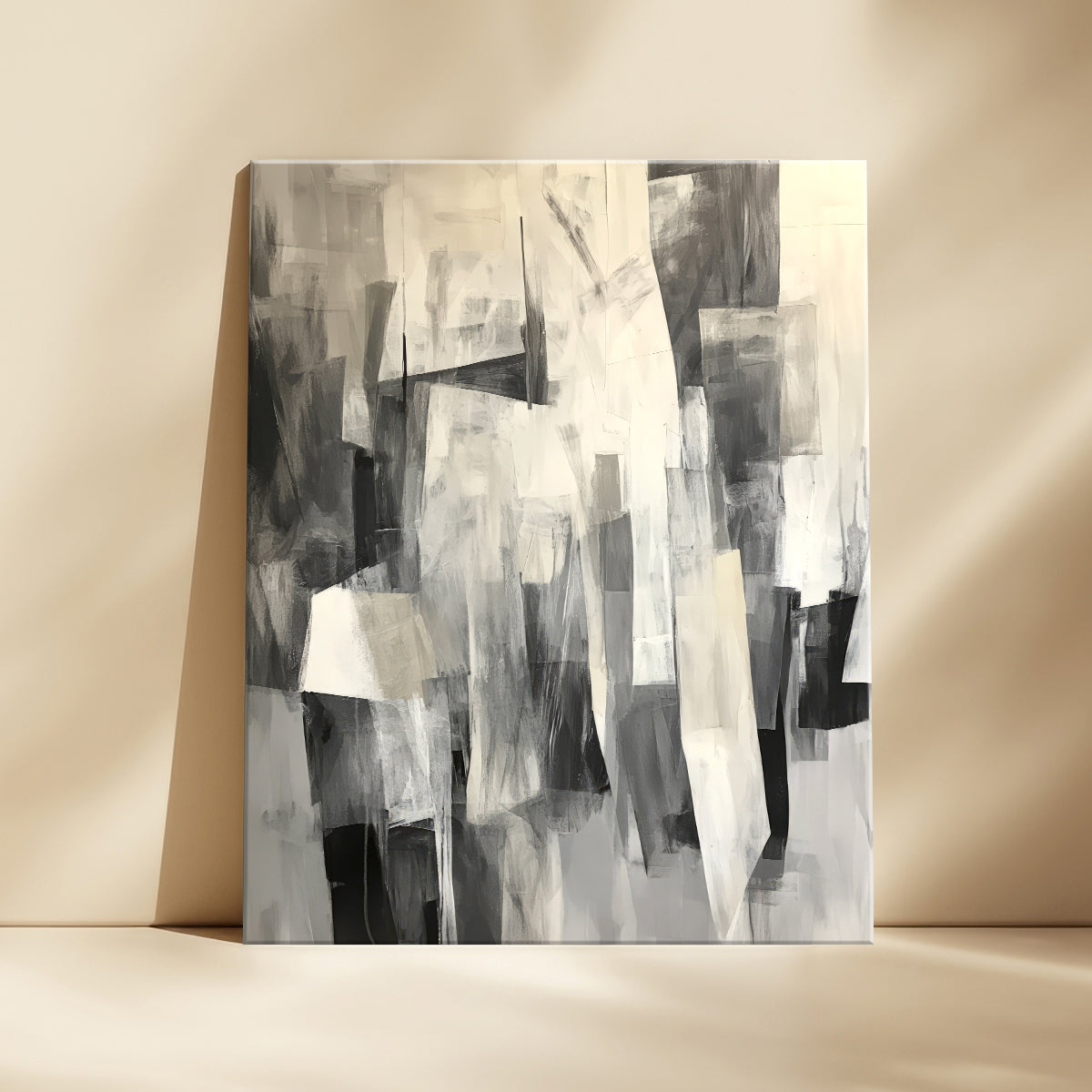 Monochrome Essence Abstract Canvas Print for Living Room