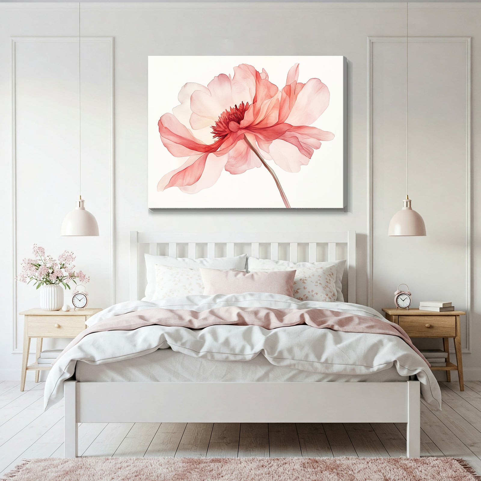 Beautiful Watercolor Peony Abstract Wall Art