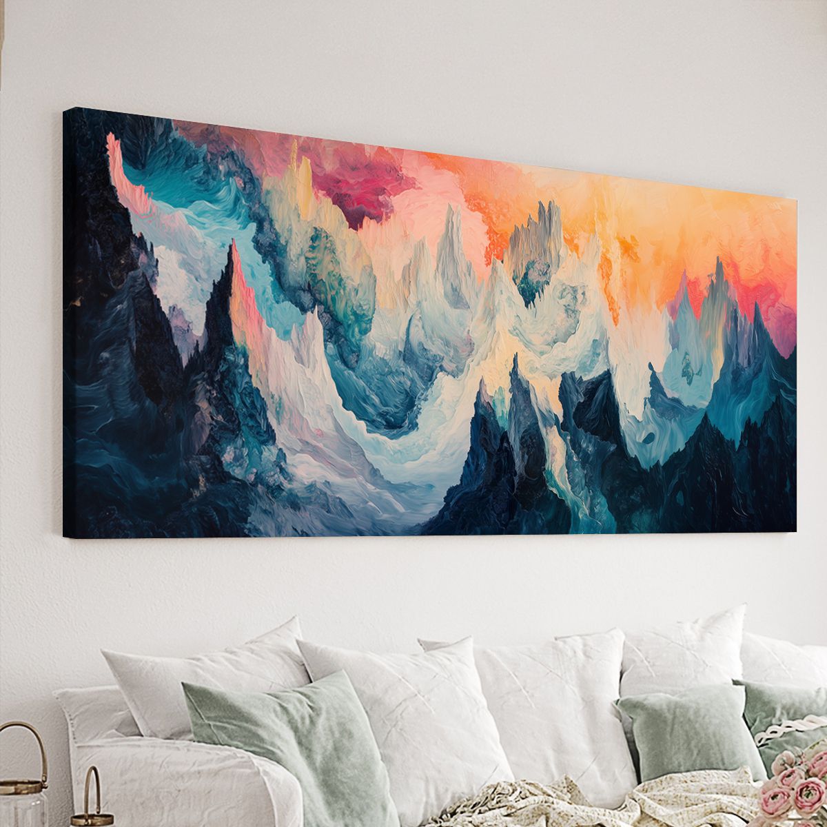Celestial Peaks Landscape Abstract Canvas Wall Art for Living Room