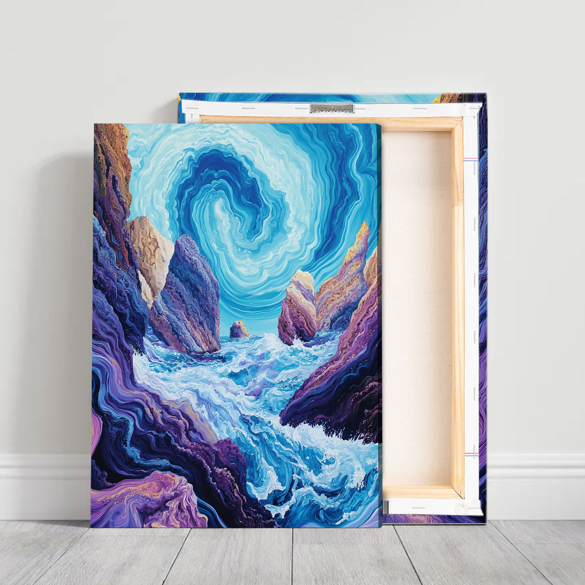 Ocean Whirl Landscape Abstract Canvas Wall Art for Living Room