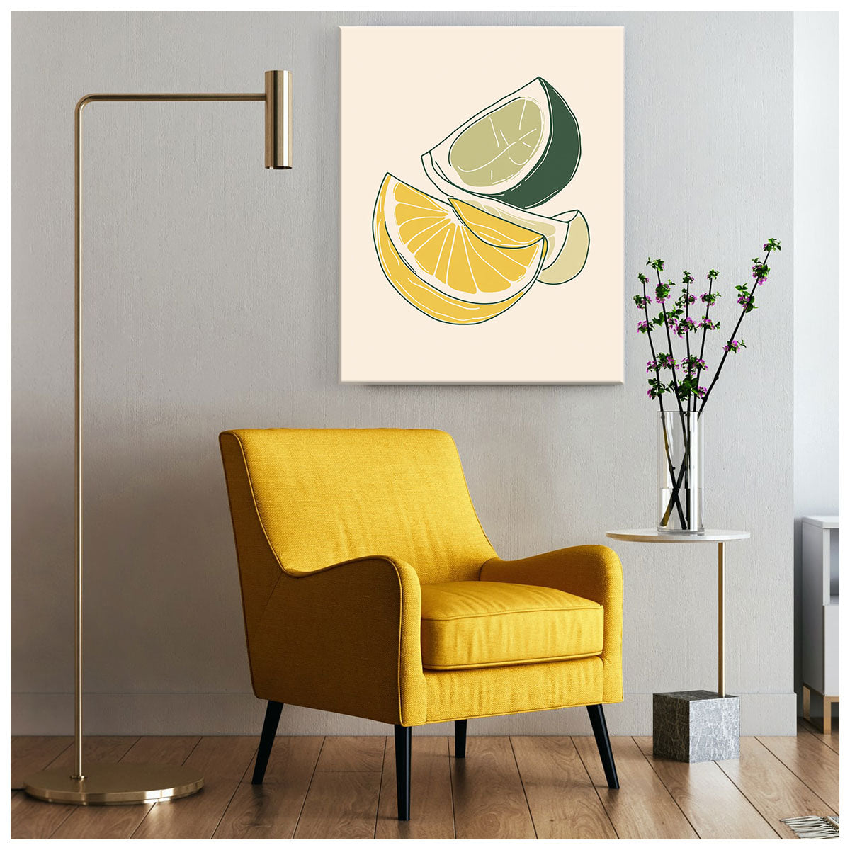 Lemon And Lime Slices Abstract Wall Art