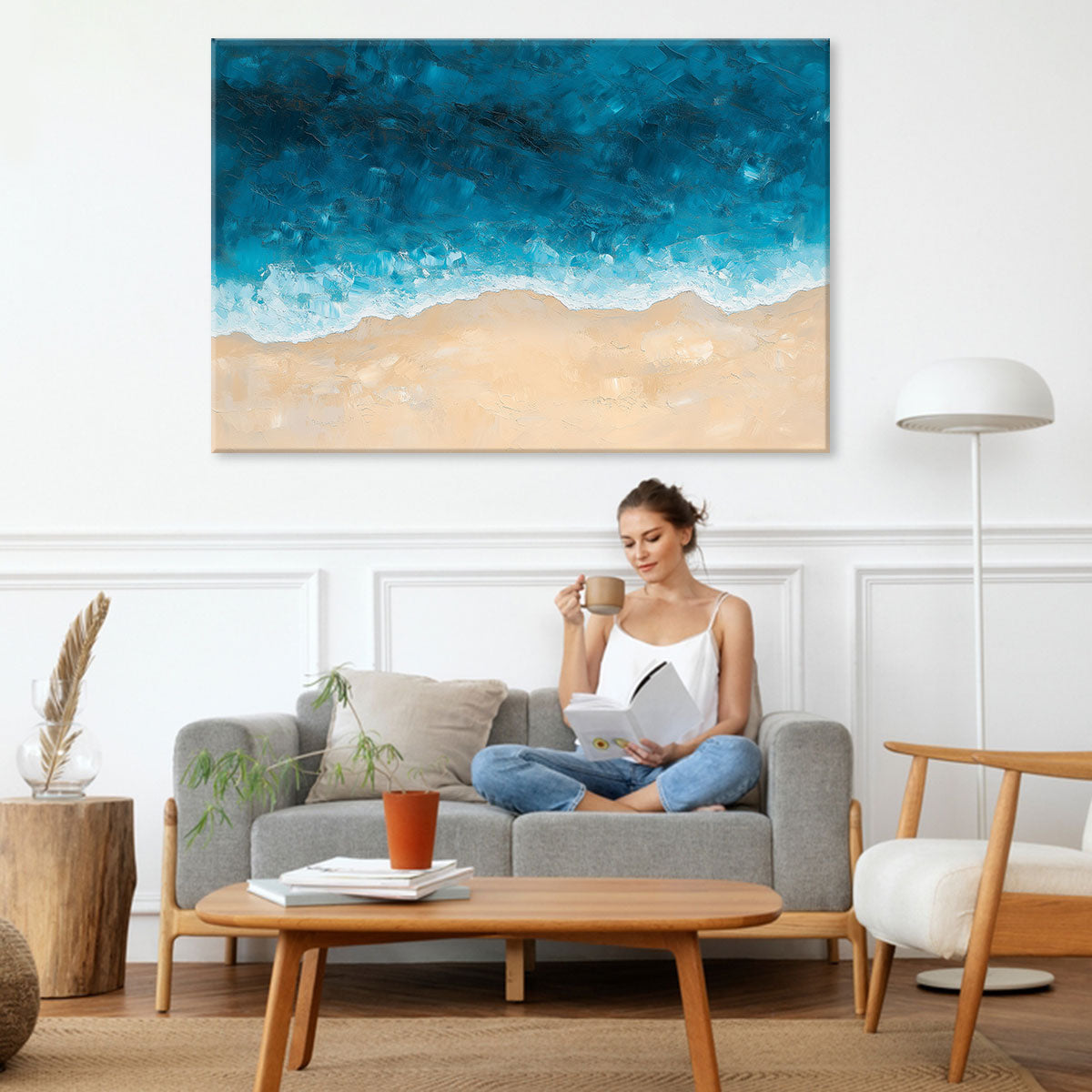 Incoming Tide Aerial View Canvas Beach Wall Art