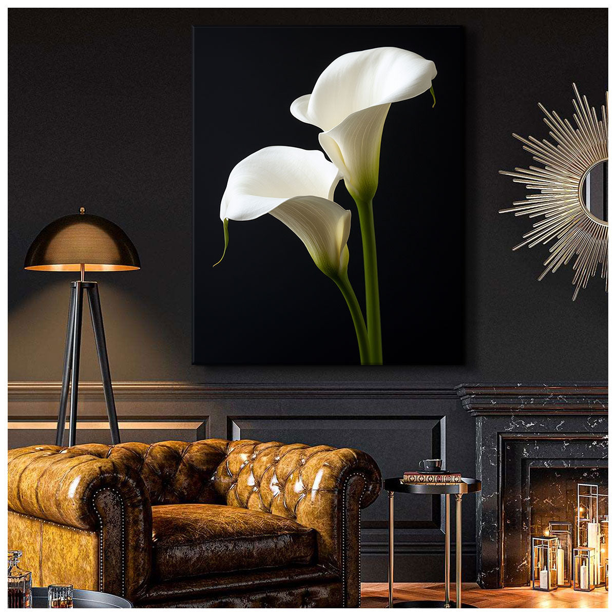 Ivory Calla Lily Pair Flower Art