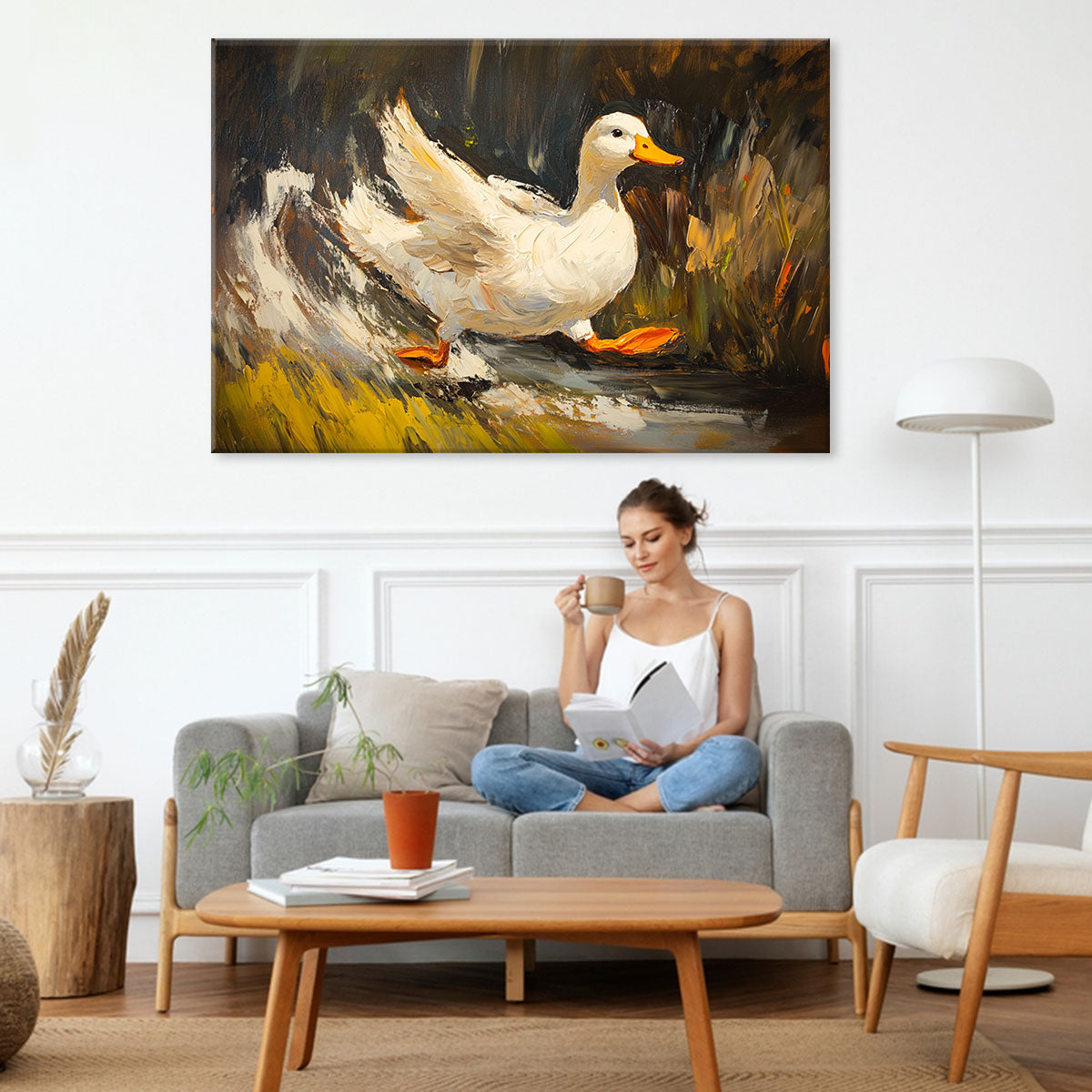 White Duck Painting Natural Hues Canvas