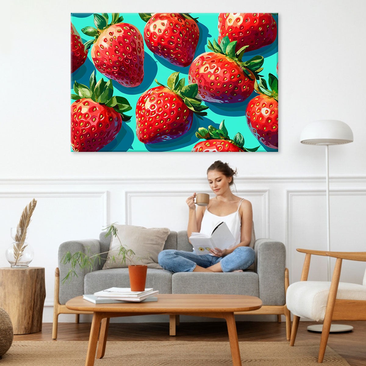Pop Art Juicy Strawberries Canvas Print
