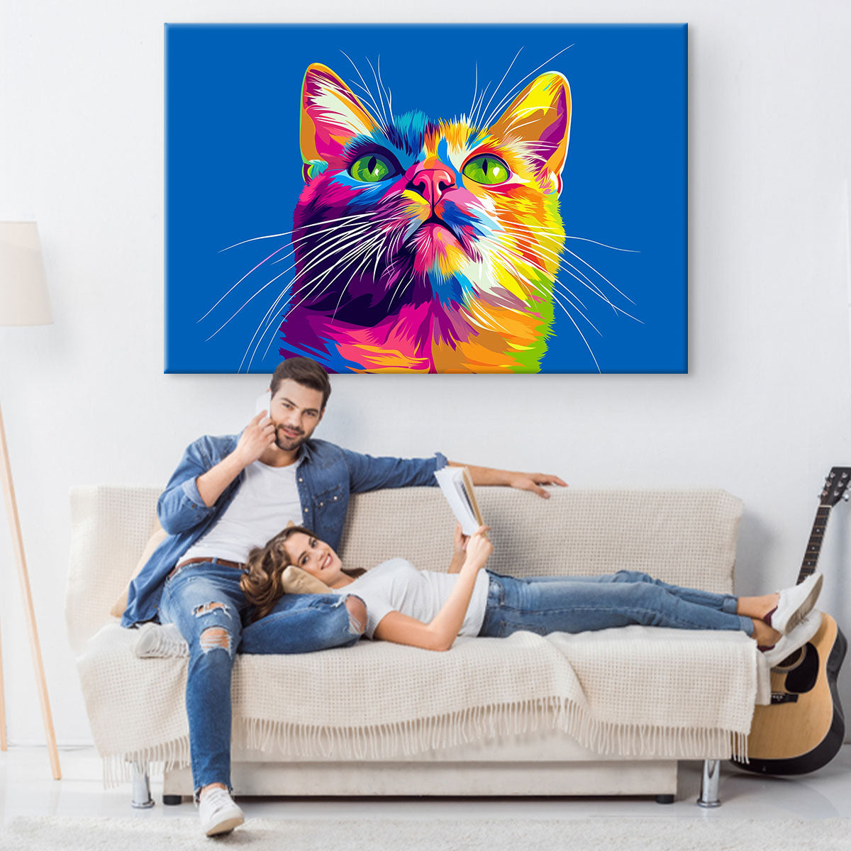 Pop Art Kitty With Green Eyes Wall Art