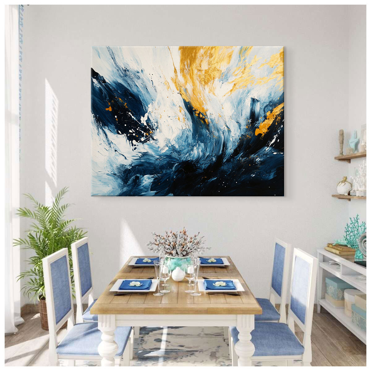 Dynamic Abstract Brushstrokes Modern Canvas Wall Ar